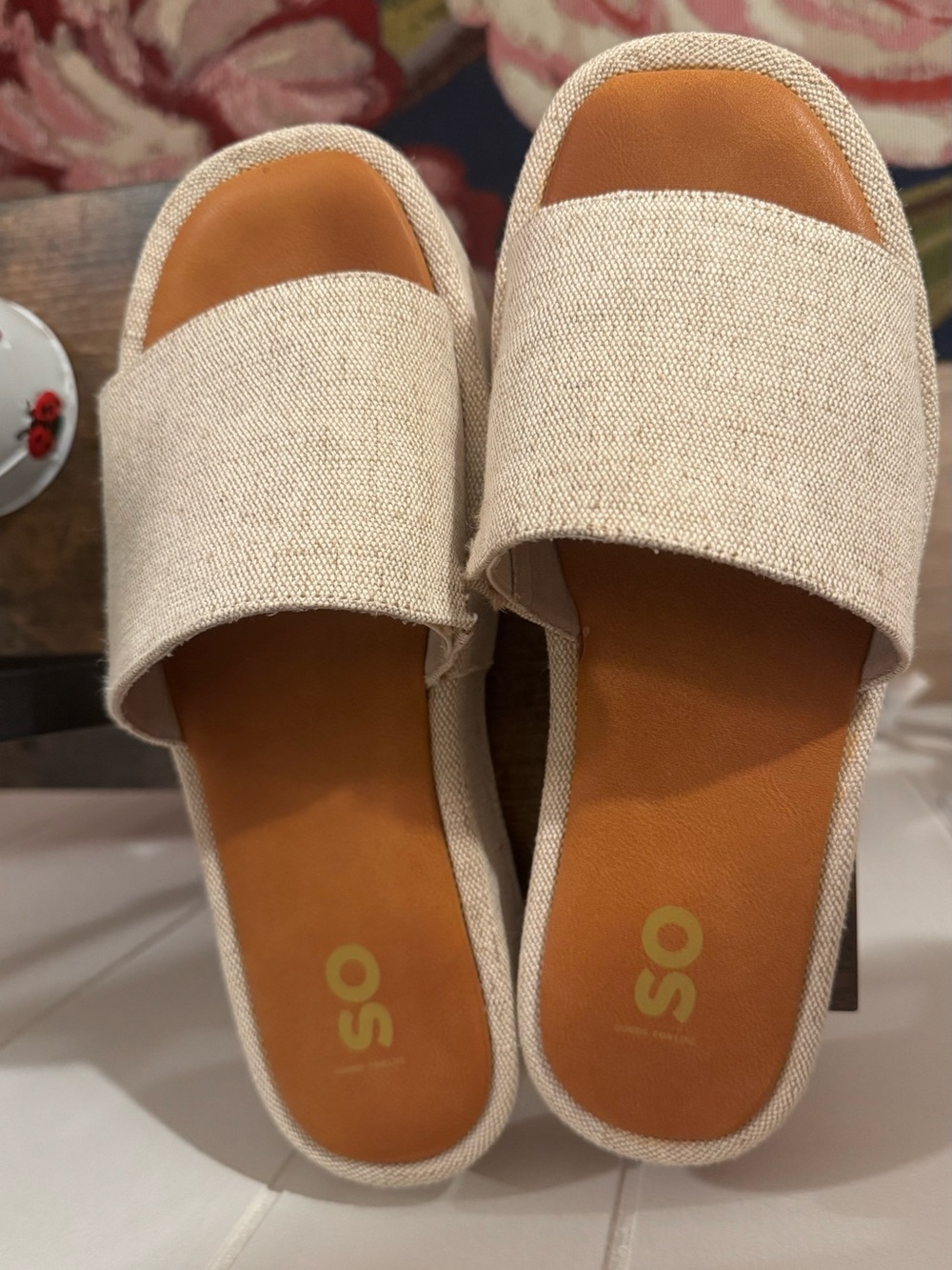 ASOS Beige Linen Slide Mules - Picture 2 of 4